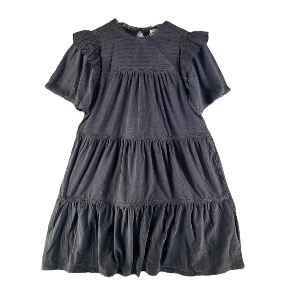 GOOD HART by MATILDA JANE McKinney Tierred Dress in Charcoal Size Small - Picture 2 of 9